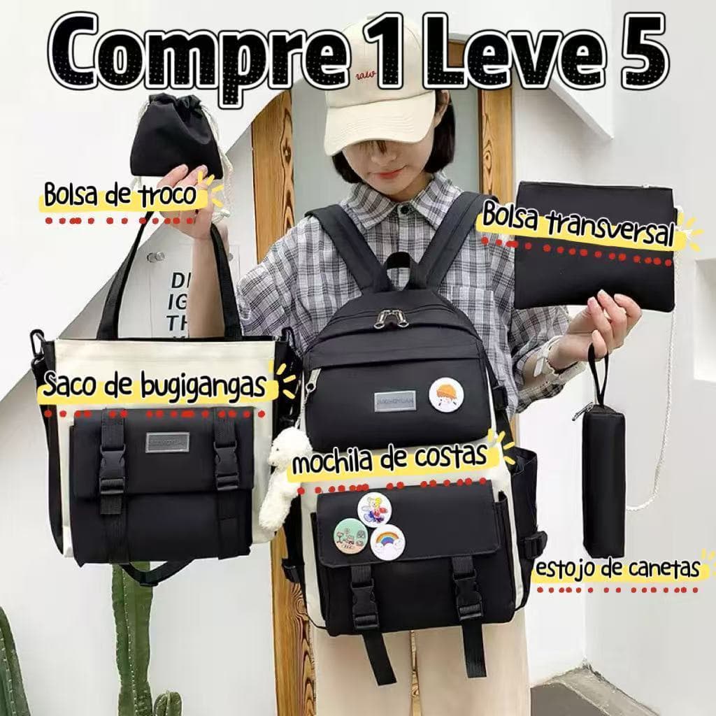 Mochila escolar feminina, mochila de costas, mochila de grande capacidade, leve e minimalista