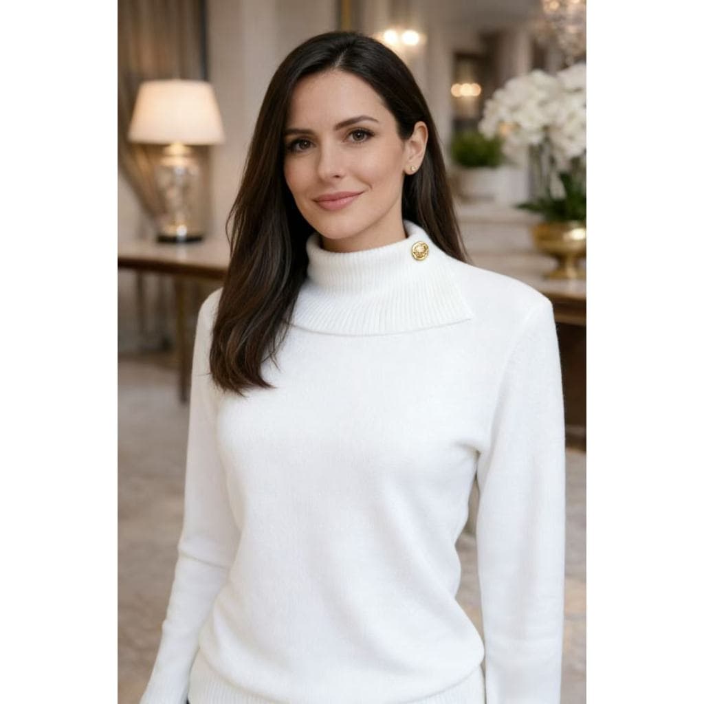 Suéter de Tricot Gola Alta Elegante - Várias Cores Disponíveis