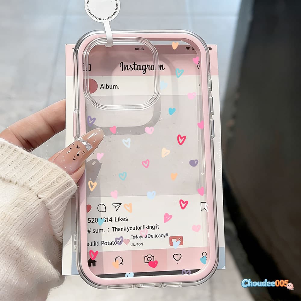 Caso 2 Em 1 Macaron Quadro Para iPhone 17 Pro Max 13 11 12 16 15 14 Plus Colorido Amor Corações Macio Claro Capa CHOUD05
