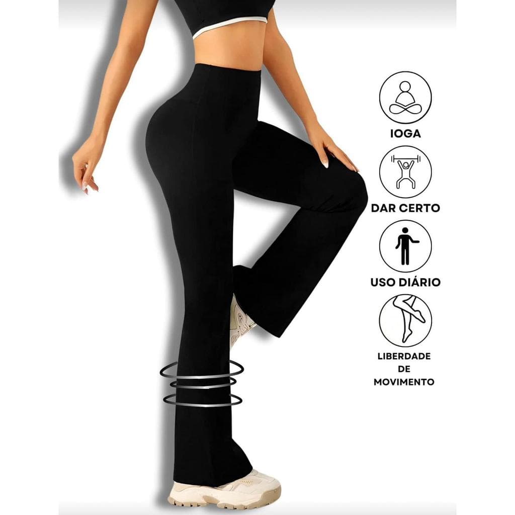 Calça Flare Bailarina Legging Fitness Feminina Cintura Alta Ideal Para Pilates Academia Ginastica