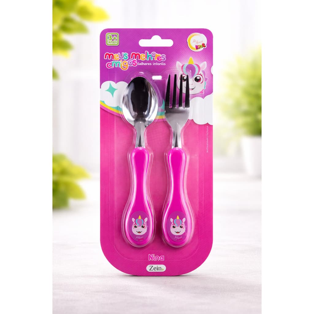 Colher e Garfo Infantil Baby Kit Alimentação Ergonômico