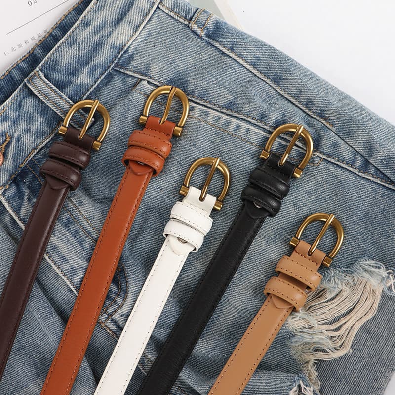 Auto-recomendado Super fácil de combinar preto pequeno cinto simples fino Retro ouro Jeans cinto ins estilo coreano femi