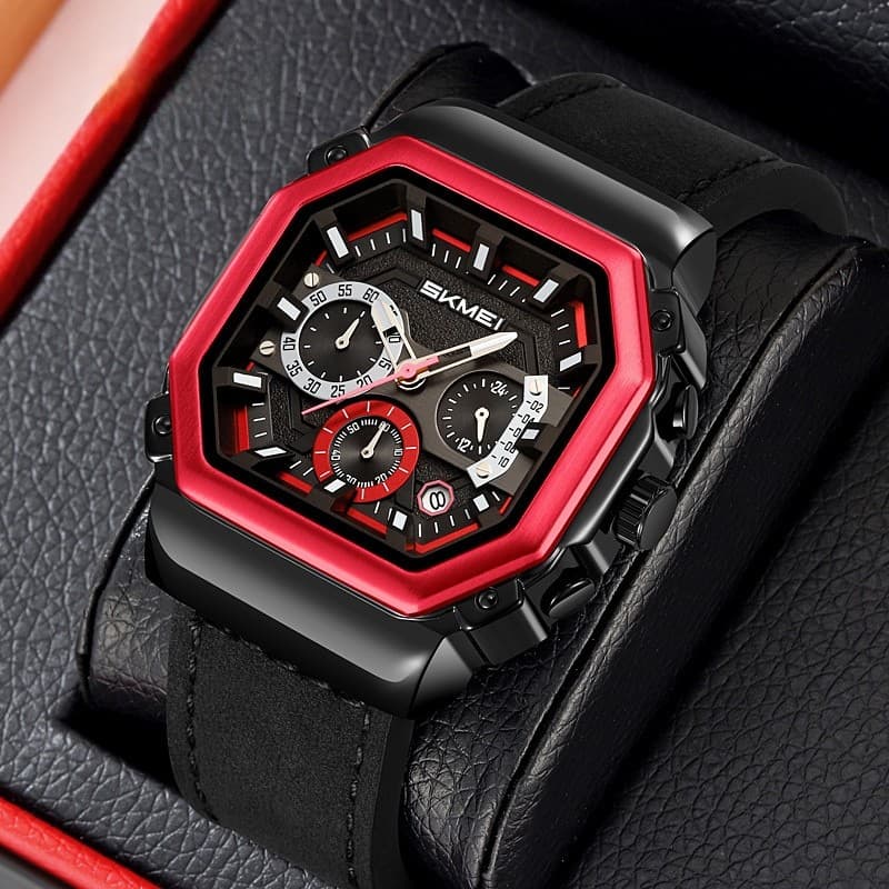 Masculino Casual relógio cinto três olhos seis mãos Multi-função masculino feminino relógio de quartzo pronto estoque fá