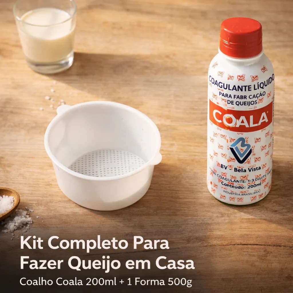 Coalho Líquido Coala 200ml Coagulante Queijo + 1 Forma 500g
