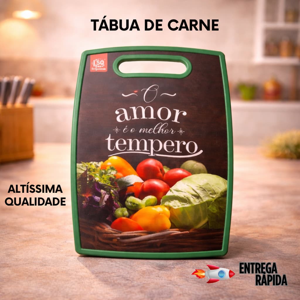 Tábua de Carne Corte Resistente para Carne Legumes Frutas Queijo Plástico Estampada 37x23