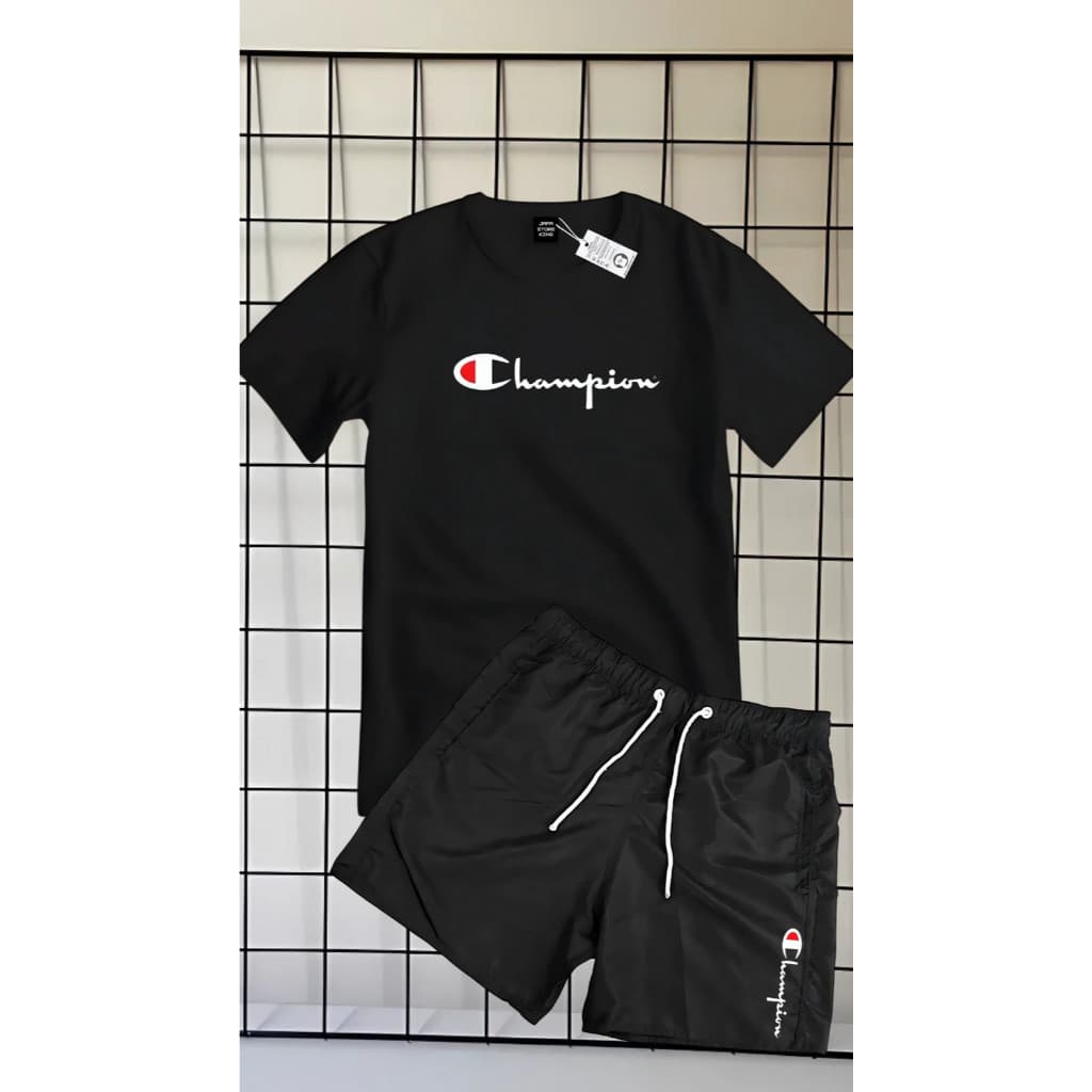 Conjunto Kit camiseta 100% algodão 30,1 bermuda MODA PRAIA CHAMPION