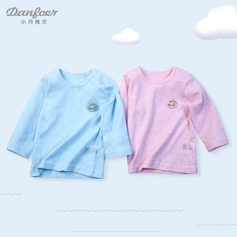 Primavera outono estilo bebê manga comprida camiseta topo infantil puro algodão ombro aberto pulôver camisa de fundo 1 a