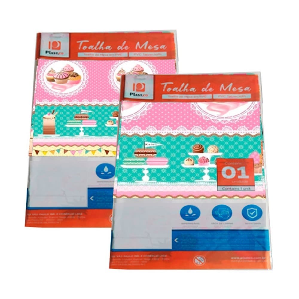 Toalha De Mesa Elite Cupcake Peça Pronta 1,38x2,00m Vinil