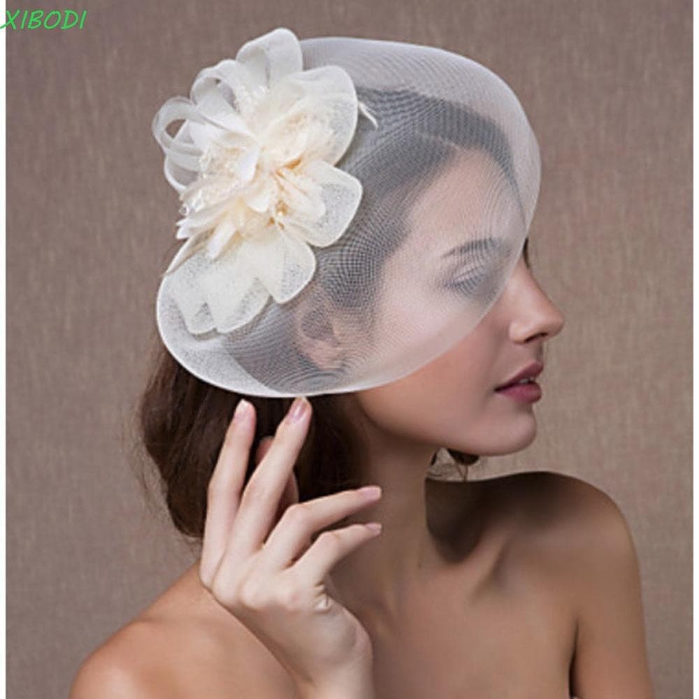 XIBODI Chapéu De Noiva Feminino Com Fio De Malha E Grampo De Cabelo