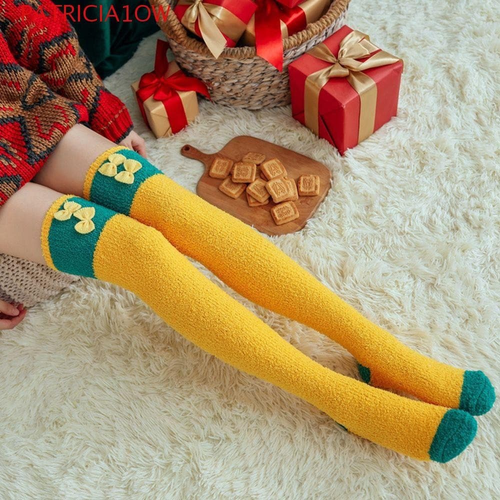 PATRICIA1OW Meias De Natal Elk Doce Bonito Mulheres Tubo Boneco De Neve Bezerro De Algodão