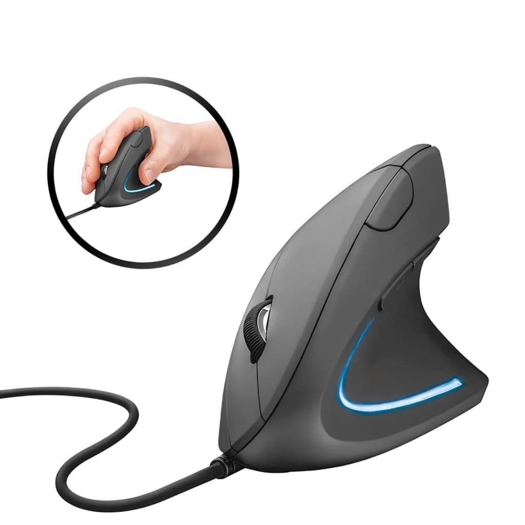 Mouse Vertical Verto Ergonômico Luz Led Usb Com Fio 3600dpi - D5