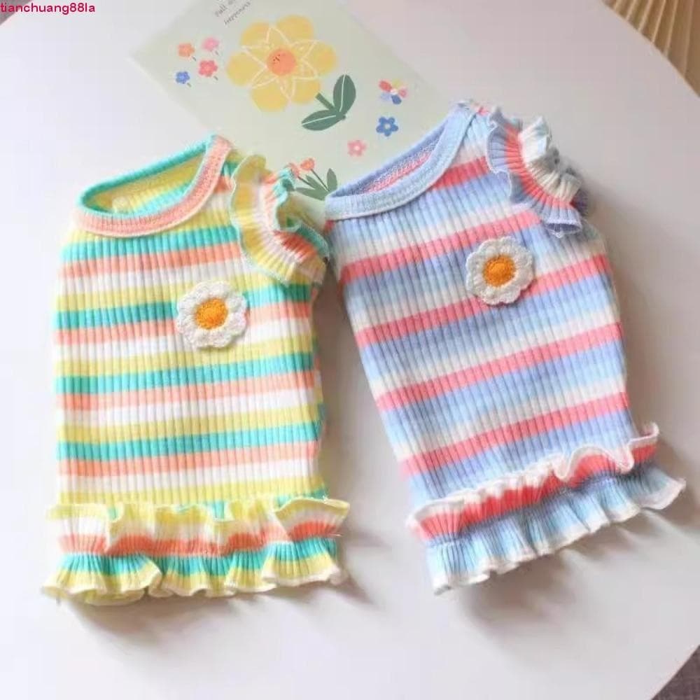 Camiseta Listrada Para Cachorro TIANCHUANG , Roupas Macias E Confortáveis Cachorros , Vestido Fofo Requintado De Poliést