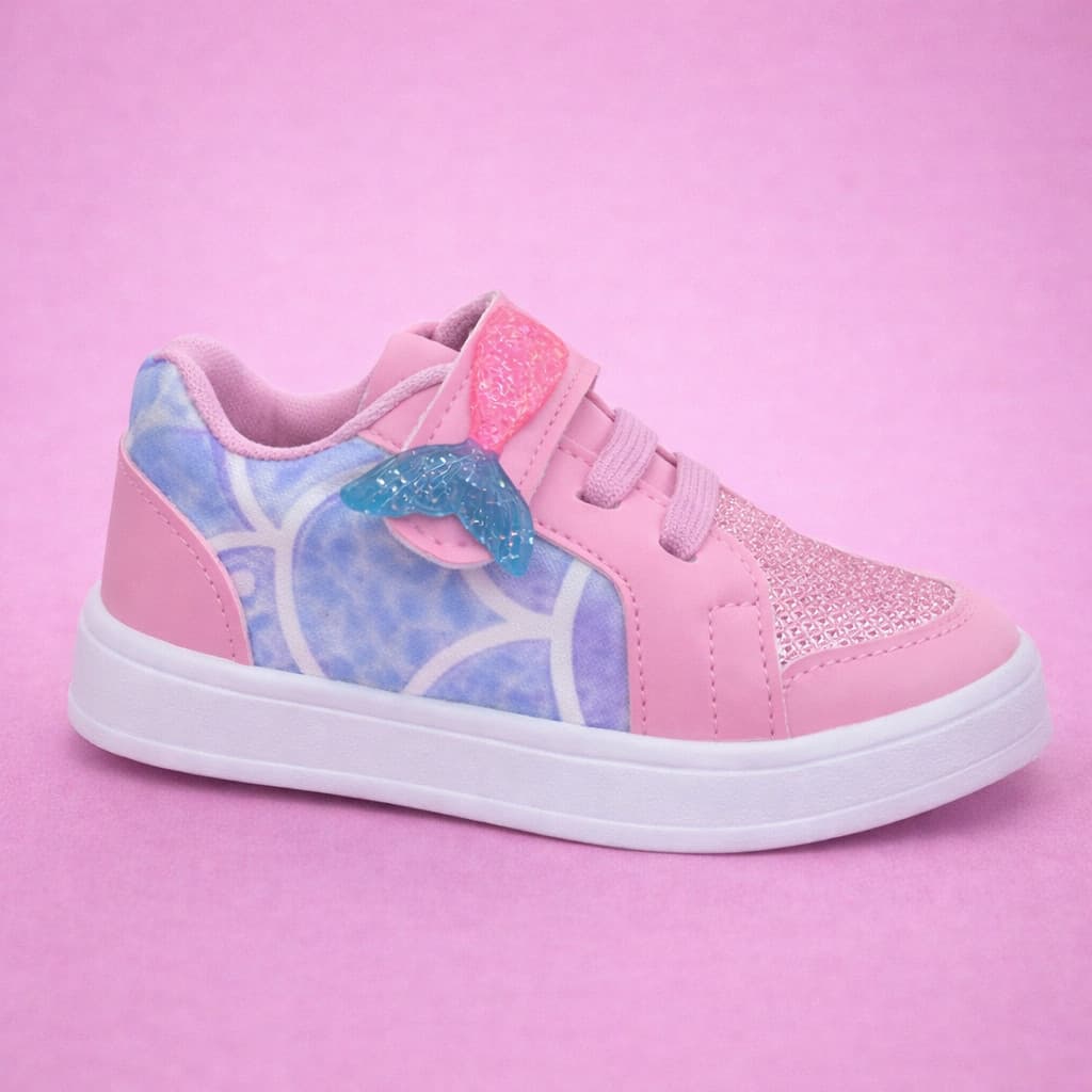 Tenis Infantil Menina Sereia Brilho Lançamento Rosa Sapato Feminino