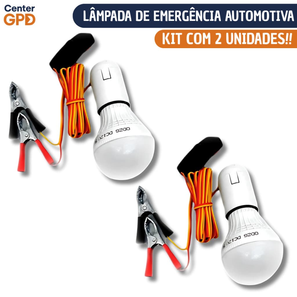 Kit 2 Luzes De Emergência Automotiva Pendente 12V Conexão Tipo Garra 5W Lampada Automotiva