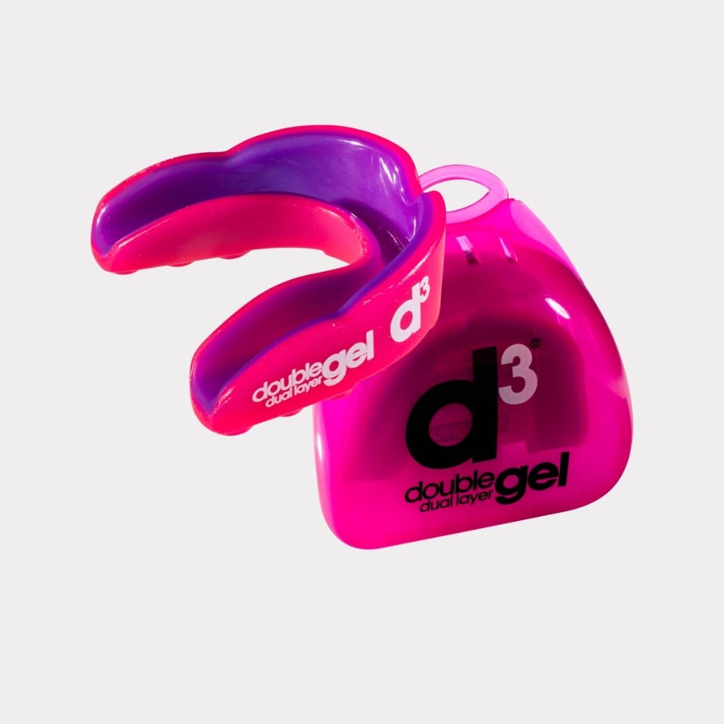 Protetor Adulto Bucal D3 Tape Dupla Camada Com Estojo Rosa Rosa Com Roxo Sem Sabor