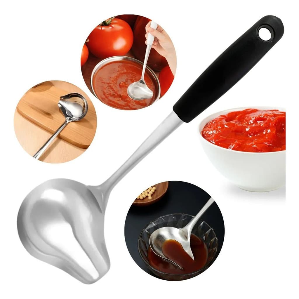 Concha P/ Molho Servir Porção Bico Lateral Aço Inox Com Cabo