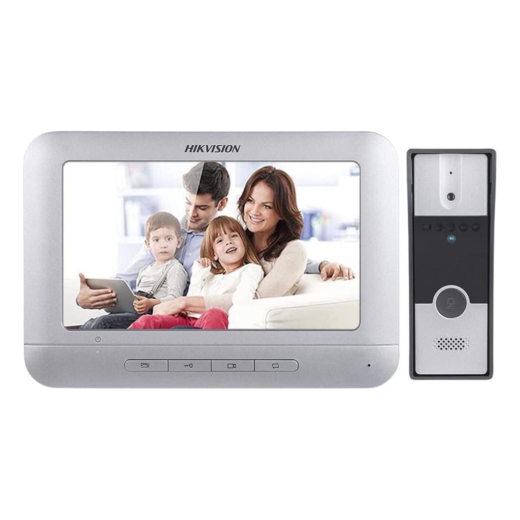 Kit Vídeo Porteiro Eletrônico Hikvision Tela Colorida 7 Polegadas Branco