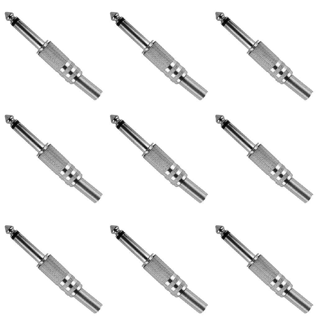 Kit 10 Plug P10 Conector Mono Metálico Guitarra Violão Baixo