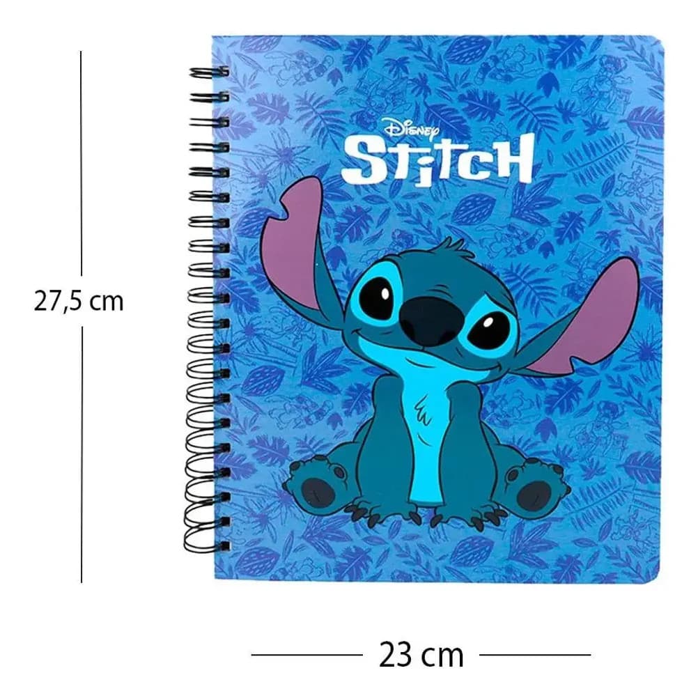 Caderno Stitch Espiral 160fl 10 Matéria Escolar Volta Aulas Stitch