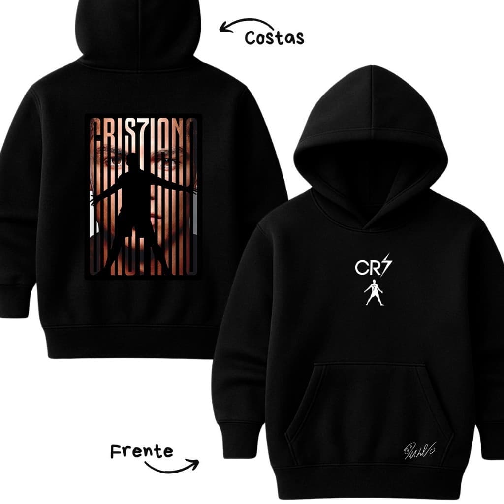 Moletom Cristiano Ronaldo Com Autografo Blusa De Frio Cr7 Agasalho Cristiano Ronaldo Cr7 Infantil Unissex Menino Menina