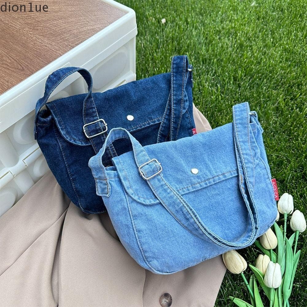 DION1UE Bolsa Vintage , De Lona Jeans Estilo Rua De Grande Capacidade Crossbody Sólida De Cor Y2K