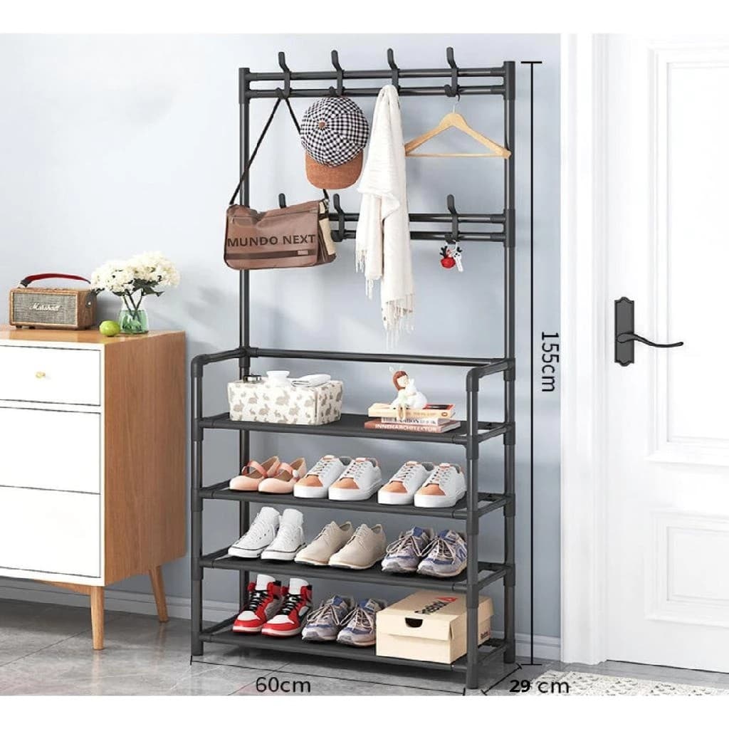 Prateleira Organizadora 5 Níveis Armazenamento Suporte Gancho Tênis Sandália Closet