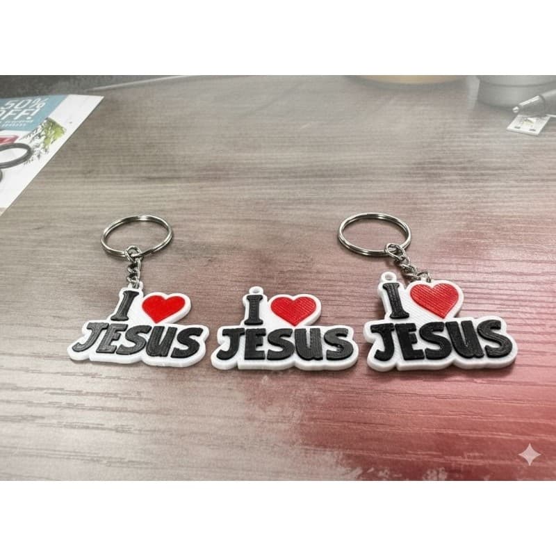 Kit 5 Unidades Chaveiro 3D Coração Jesus Premium FÉ Lindo
