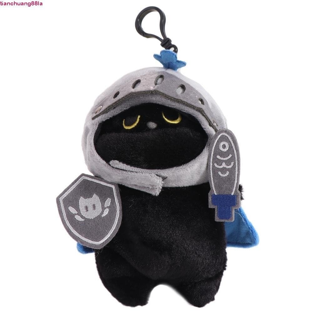 Boneca De Pelúcia De Gato Cavaleiro TIANCHUANG , Brinquedo Bobo De Escudo Preto Fofo De Desenho Animado Macio