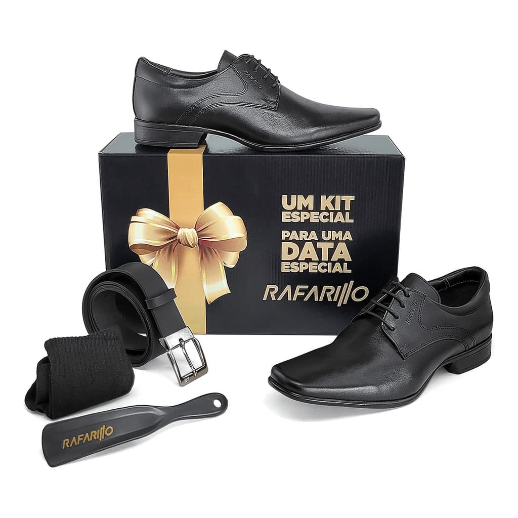 Kit 4 Em 1 Sapato Social Rafarillo Couro Legítimo Masculino
