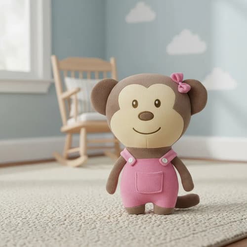 Macaquinho Rosa De Pelúcia Safari 30cm Decoração Infantil