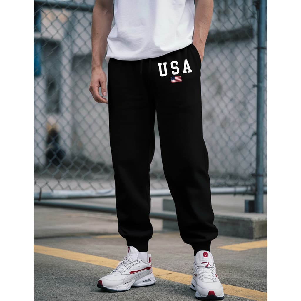 Calça Jogger Masculina de Moletom Gym USA Malha Algodão