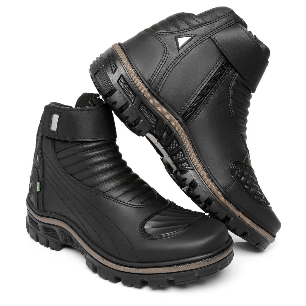 Bota Masculina Coturno Masculino Estilo Motociclista Bota Adventure Solado Costurado Refletivo