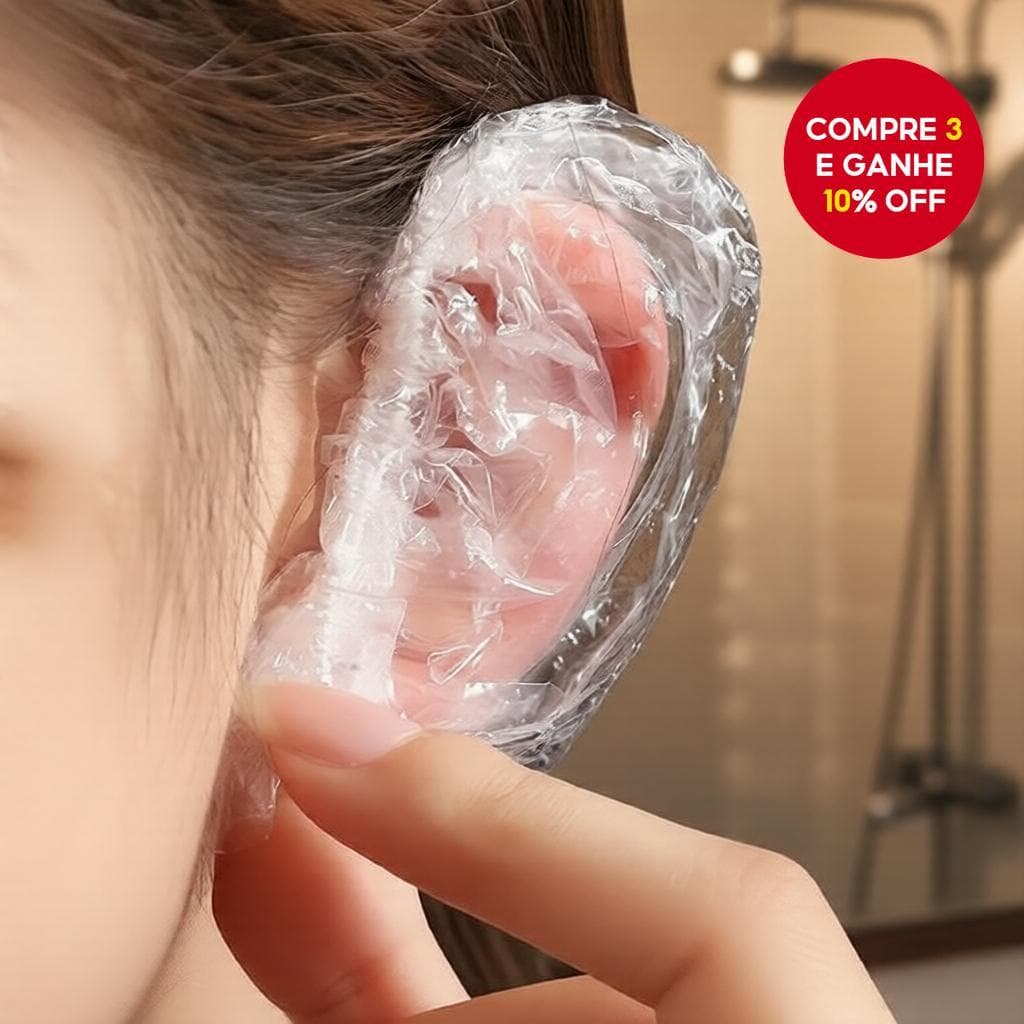 Protetores auriculares à prova d'água para uso em cabeleireiro e banho.
