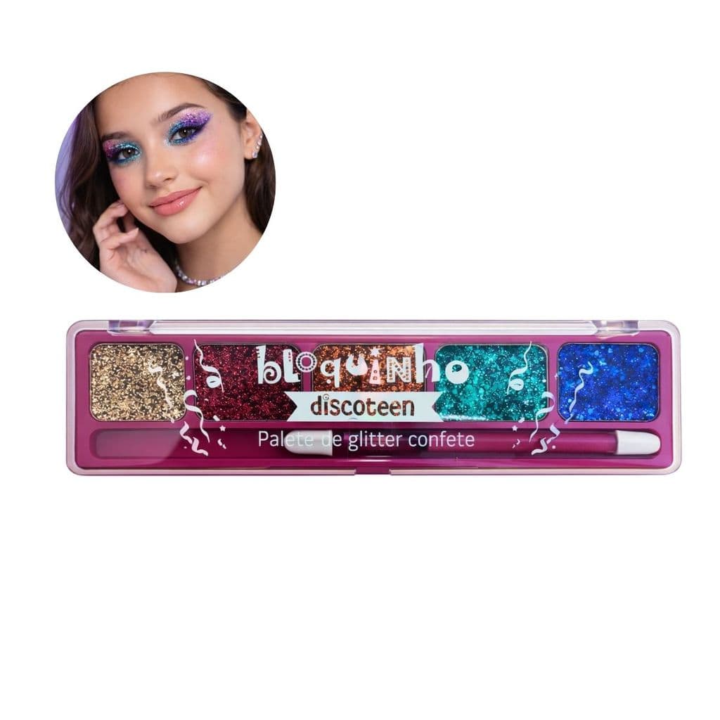 Paleta de Sombra Glitter Brilhante Maquiagem Festa Carnaval