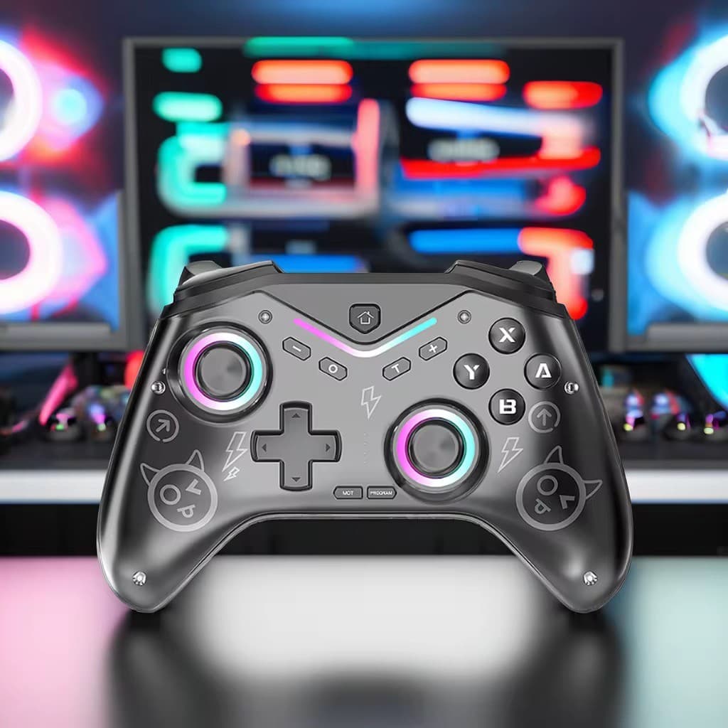 Controle Gamepad Sem Fio RGB Para PC iOS Android Com Vibração e Sensor de Giro KP-GM044