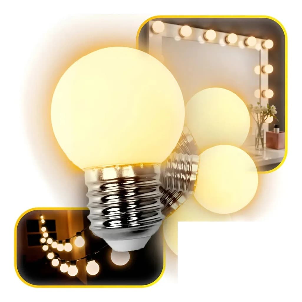 Kit 5 Lâmpadas Bolinha Led G45 Camarim 3w 3000k Branco Quente Biv 127v/220v