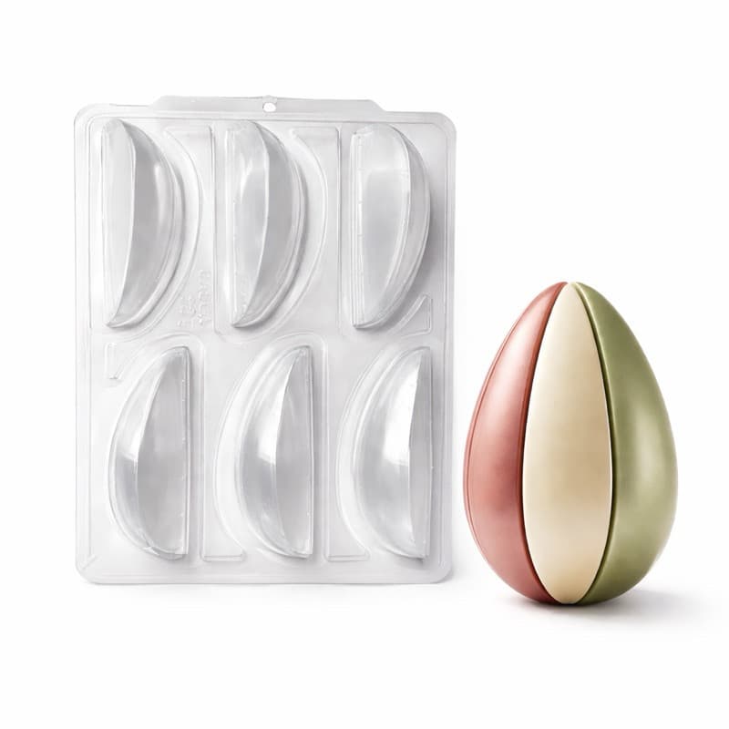 Forma 3 partes para Ovo 6 Fatias 250 g Páscoa | Molde Forma para Ovo de Páscoa 250g | Ovo Desgutação