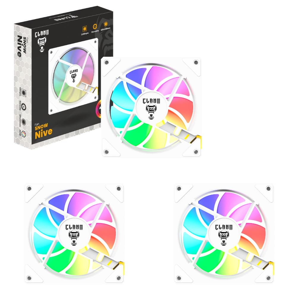 Kit 3x COOLER FAN Gamer Snow Nive Led ARGB 3 PINOS CLANM