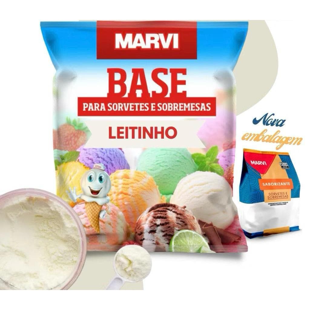 Base Saborizante Leitinho Marvi Para Sorvete e Picolé 1kg