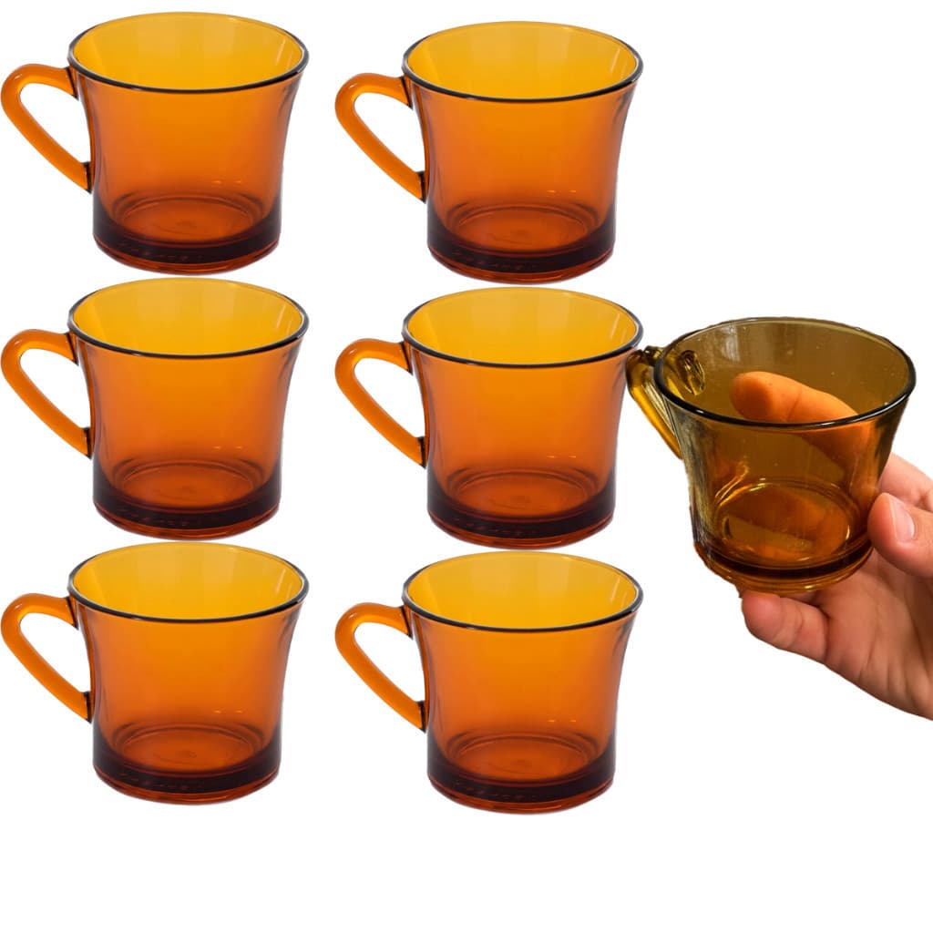 Jogo de Xícaras Âmbar Sino 190ml Kit com 6 Unidades para Chá e Café