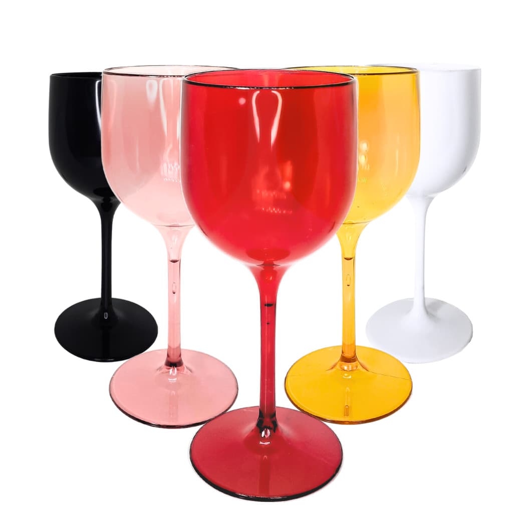Jogo 25-50 Taças Vinho Acrilico Cristal Diamante Coloridas 260ml Festas Eventos
