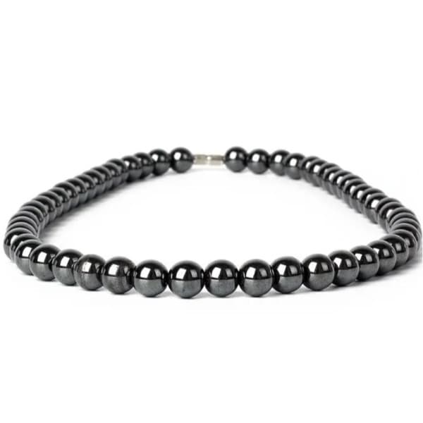 Colar Hematita Pedra Natural Magnetica Imantada 8mm Gargantilha Premium 50cm Unissex Protecao i25 Store