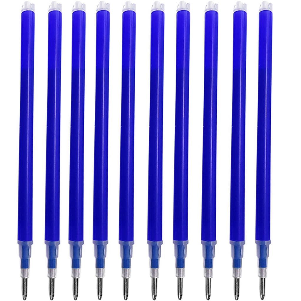 10 Refil 0.8 Apagavel De Caneta Frixion Tecido Papel Azul Kit