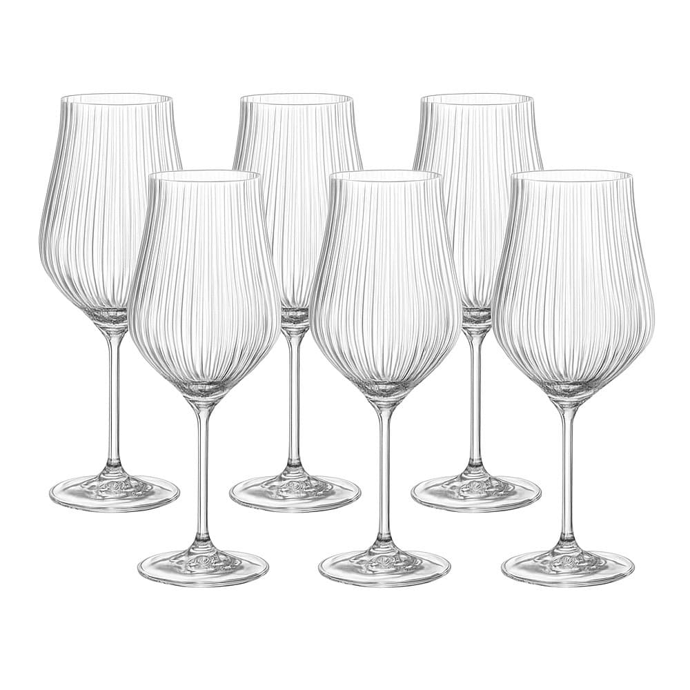 JOGO 6 TACAS P/VINHO TINTO TULIPA OPTIC CRISTAL ECOL 450