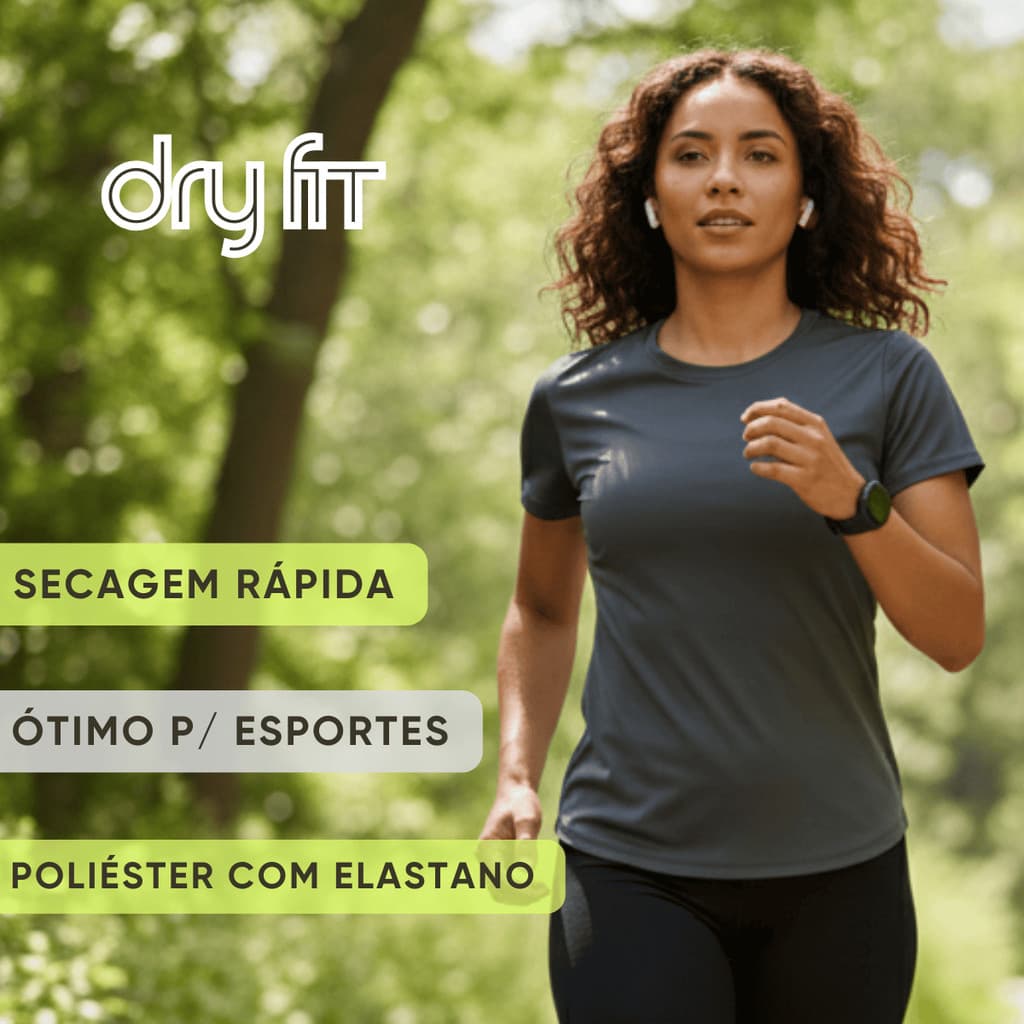 Camiseta Dry fit Feminina Manga Curta Proteção Uv para Academia e Treino