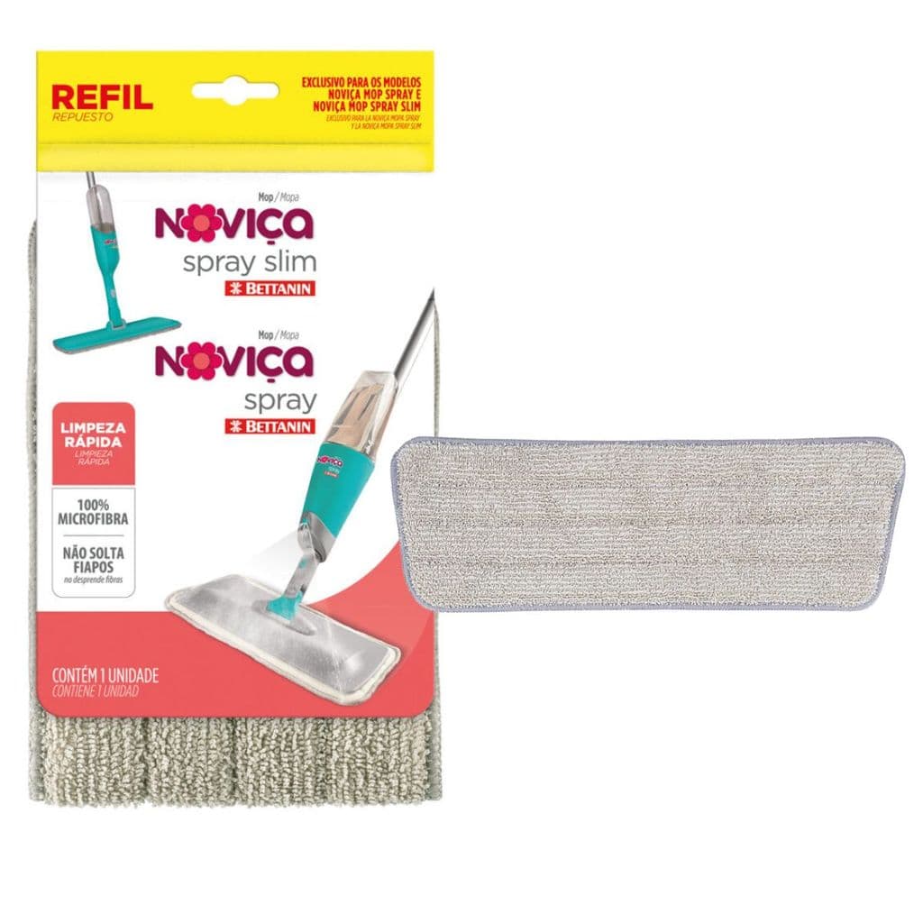 Refil Original Microfibra Mop Spray e Mop Spray Slim Reutilizável Lavável Noviça Bettanin