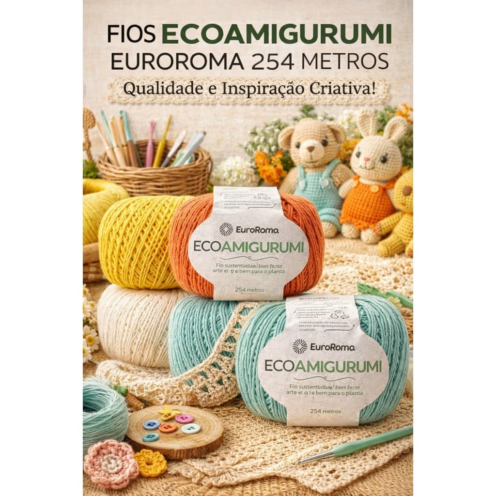Fio EcoAmigurumi EuroRoma 160g | Sustentável para Amigurumi, Crochê e Artesanato