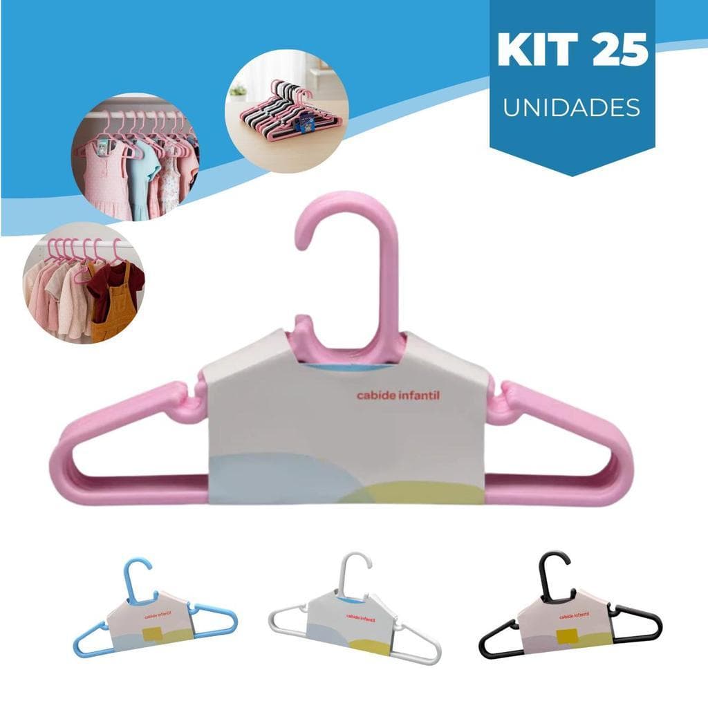 Kit 25 Cabide Infantil Rosa Reforçado para Roupas de Bebê Prático e Resistente