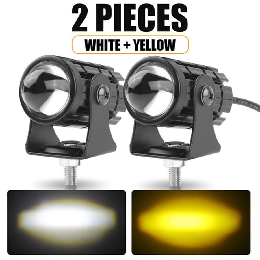 Lente Projetora Olho de Peixe H4 LED para Farol 2 Unidades com Interruptor MDL Mini Farol Auxiliar de Condução Luz de