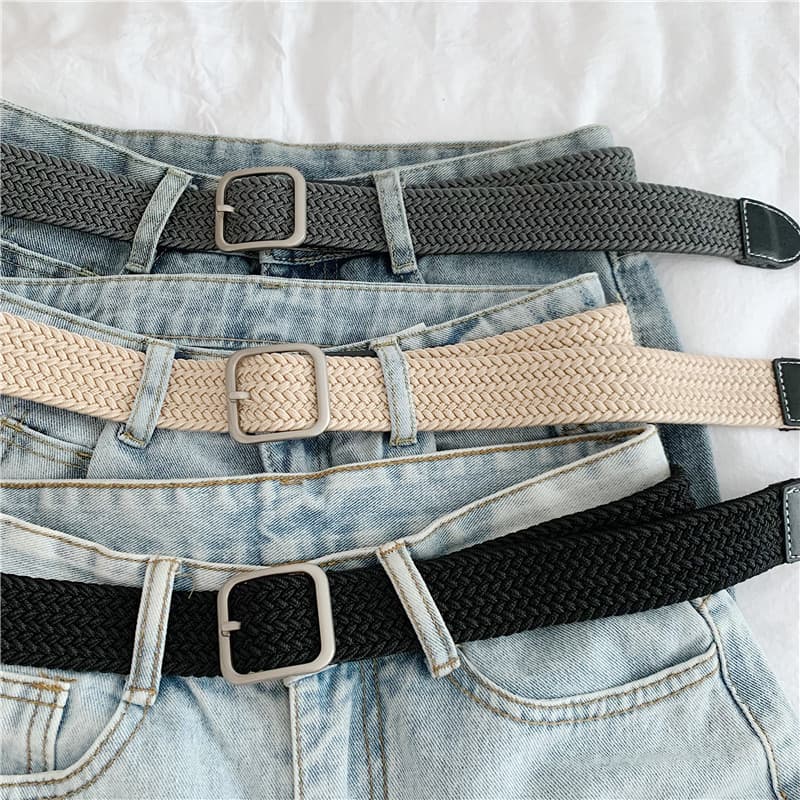 Cinto de tecido feminino estudante decoração combinando Jeans All-Match cinto preto masculino treinamento militar